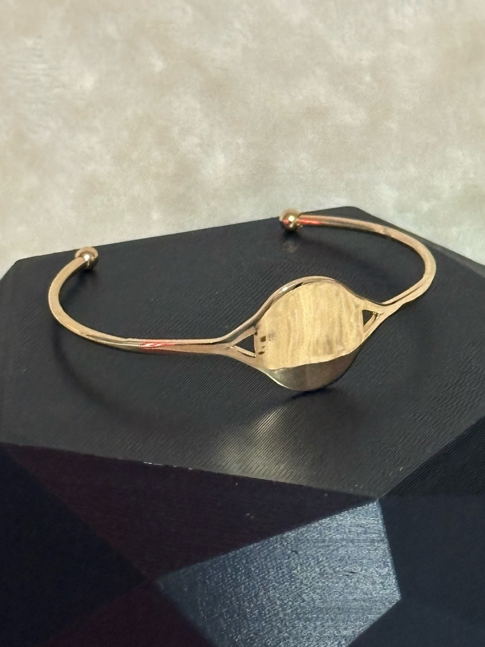 Gold-Tone Open Cuff Bracelet with Oval Accent by Plunder